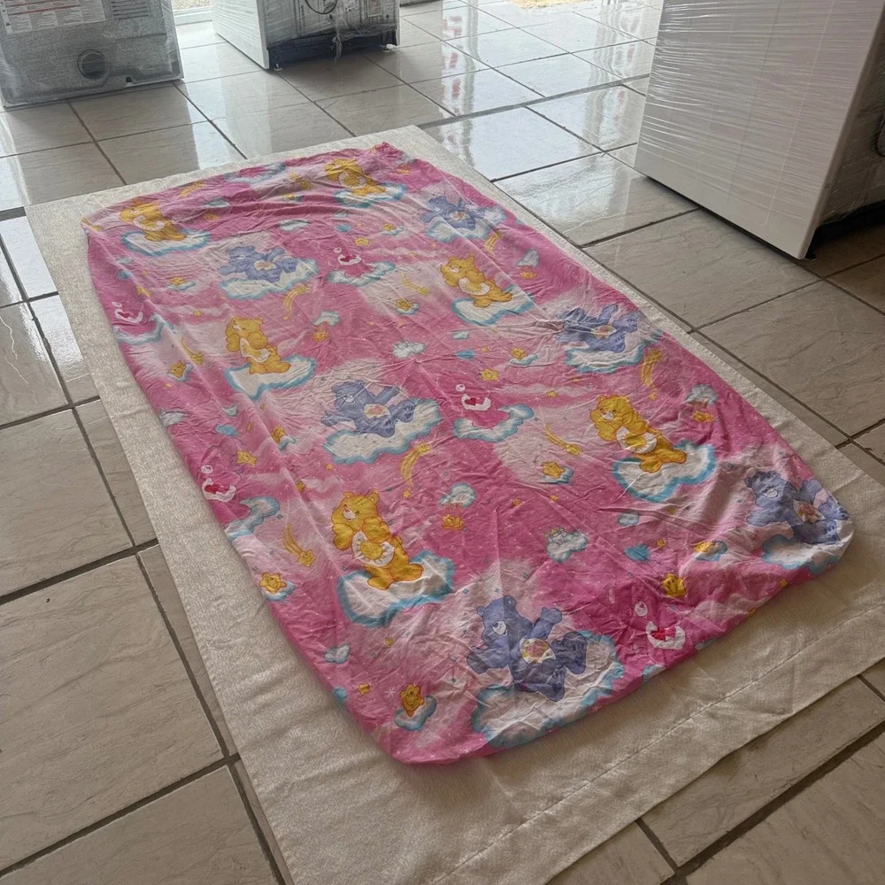 3pc Vintage Care Bears Twin Sheets 2 Flat 1 Fitted Pink Franco Rainbow